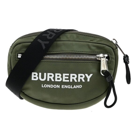 BURBERRY Logo Mini Bum Body Shoulder Bag Nylon Leather Khaki 34EE069 - Picture 1 of 14